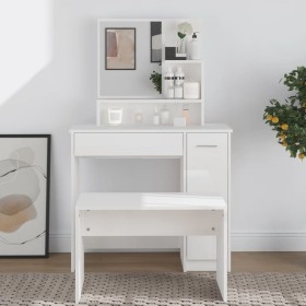 Dressing table with glossy white mirror 86.5x35x136 cm by vidaXL, Bedroom Dressers - Ref: Foro24-802963, Price: 94,56 €, Disc...
