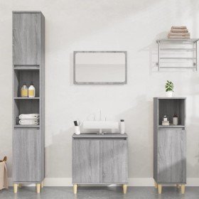 Set de muebles de baño 3 pzas madera contrachapada gris sonoma Set de muebles de baño 3 pzas madera contrachapada gris sonoma