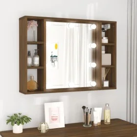 Mueble con espejo y LED color roble marrón 76x15x55 cm by vidaXL, Closets and storage - Ref: Foro24-820447, Price: 55,07 €, D...