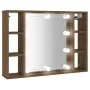 Mueble con espejo y LED color roble marrón 76x15x55 cm by vidaXL, Closets and storage - Ref: Foro24-820447, Price: 55,07 €, D...