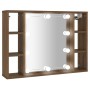 Mueble con espejo y LED color roble marrón 76x15x55 cm de vidaXL, Armarios y almacenamiento - Ref: Foro24-820447, Precio: 56,...