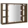 Mueble con espejo y LED color roble marrón 76x15x55 cm by vidaXL, Closets and storage - Ref: Foro24-820447, Price: 55,07 €, D...