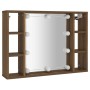 Mueble con espejo y LED color roble marrón 76x15x55 cm de vidaXL, Armarios y almacenamiento - Ref: Foro24-820447, Precio: 56,...