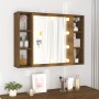 Mueble con espejo y LED color roble marrón 76x15x55 cm de vidaXL, Armarios y almacenamiento - Ref: Foro24-820447, Precio: 56,...