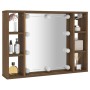 Mueble con espejo y LED color roble marrón 76x15x55 cm de vidaXL, Armarios y almacenamiento - Ref: Foro24-820447, Precio: 56,...