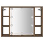 Mueble con espejo y LED color roble marrón 76x15x55 cm de vidaXL, Armarios y almacenamiento - Ref: Foro24-820447, Precio: 56,...