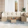 Conjunto de sofá de jardín 8 pcs Beige Poliratán