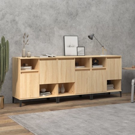 Aparadores 3 uds madera contrachapada roble Sonoma 60x35x70 cm