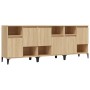 Aparadores 3 uds madera contrachapada roble Sonoma 60x35x70 cm