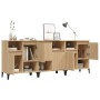 Aparadores 3 uds madera contrachapada roble Sonoma 60x35x70 cm