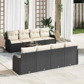 Conjunto de sofá de jardín 9 pcs Negro Poliratán