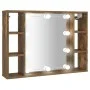Mueble con espejo y LED color roble ahumado 76x15x55 cm de vidaXL, Armarios y almacenamiento - Ref: Foro24-820445, Precio: 66...