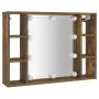 Mueble con espejo y LED color roble ahumado 76x15x55 cm de vidaXL, Armarios y almacenamiento - Ref: Foro24-820445, Precio: 66...