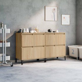 Aparadores 2 uds madera contrachapada roble Sonoma 60x35x70 cm