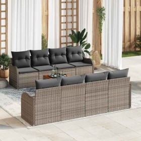 Conjunto de sofá de jardín 9 pcs Gris Poliratán