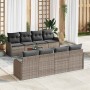 Conjunto de sofá de jardín 9 pcs Gris Poliratán