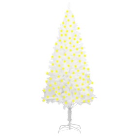 Árbol de Navidad artificial con luces LED y piñas blanco 210 cm