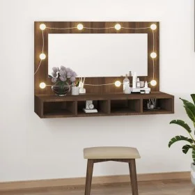 Mueble con espejo y LED marrón roble 90x31,5x62 cm de vidaXL, Tocadores de baño - Ref: Foro24-820459, Precio: 62,05 €, Descue...