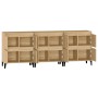 Aparadores 3 uds madera contrachapada roble Sonoma 60x35x70 cm