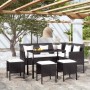 Set de sofás en forma de L 5 pzas cojines ratán sintético negro