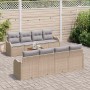 Conjunto de sofá de jardín 9 pcs Beige Poliratán