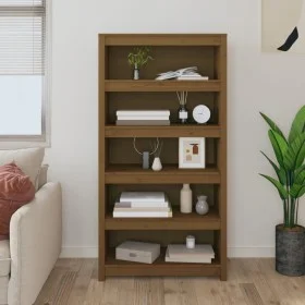 Solid pine wood bookshelf in honey brown color, 80x35x154 cm by vidaXL, Bookcases and shelves - Ref: Foro24-821692, Price: 14...