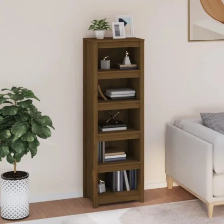 Solid pine wood bookshelf in honey brown color, 50x35x154 cm by vidaXL, Bookcases and shelves - Ref: Foro24-821717, Price: 94...