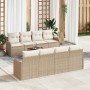 Conjunto de sofá de jardín 9 pcs Beige Poliratán