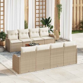 Conjunto de sofá de jardín 9 pcs Beige Poliratán