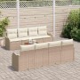 Conjunto de sofá de jardín 9 pcs Beige Poliratán