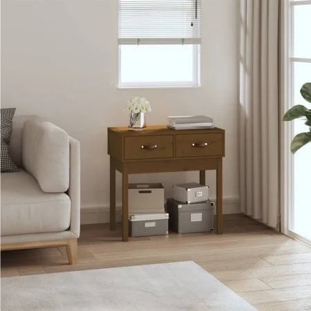 Mesa consola de madera maciza de pino marrón miel 76,5x40x75 cm de vidaXL, Mesas auxiliares - Ref: Foro24-821752, Precio: 65,...