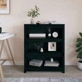 Solid black pine wood shelf 80x35x97 cm by vidaXL, Bookcases and shelves - Ref: Foro24-821683, Price: 98,17 €, Discount: %