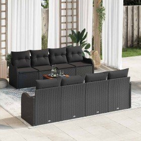 Conjunto de sofá de jardín 9 pcs Negro Poliratán