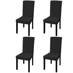 Funda de silla elástica recta 4 unidades negra Funda de silla elástica recta 4 unidades negra
