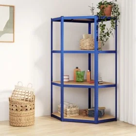 Corner shelf 4 levels plywood and blue steel by vidaXL, Industrial shelving - Ref: Foro24-152852, Price: 60,88 €, Discount: %