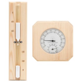 Higrotermógrafo y reloj de arena para sauna 2 en 1 madera pino