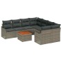 Conjunto de sofá de jardín 9 pcs Gris Poliratán