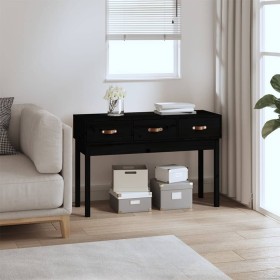 Konsolentisch aus massivem schwarzem Kiefernholz, 114 x 40 x 75 cm von vidaXL, Seitentische - Ref: Foro24-821758, Preis: 126,...
