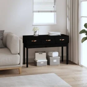 Solid black pine wood console table 114x40x75 cm by vidaXL, Side tables - Ref: Foro24-821758, Price: 125,02 €, Discount: %