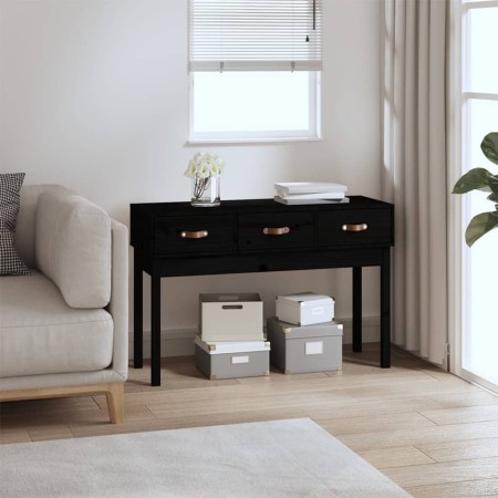 Mesa consola madera maciza de pino negro 114x40x75 cm de vidaXL, Mesas auxiliares - Ref: Foro24-821758, Precio: 126,54 €, Des...