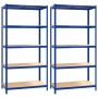 Estantería 5 niveles 2 uds acero y madera contrachapada azul
