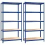 Shelving 5 levels 2 units steel and blue plywood by vidaXL, Industrial shelving - Ref: Foro24-152866, Price: 82,15 €, Discoun...