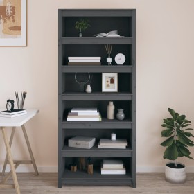 Regal aus massivem Kiefernholz in Grau, 80 x 35 x 183 cm von vidaXL, Bücherregale und Regale - Ref: Foro24-821696, Preis: 233...