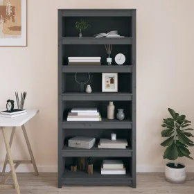 Solid gray pine wood shelf 80x35x183 cm by vidaXL, Bookcases and shelves - Ref: Foro24-821696, Price: 230,02 €, Discount: %