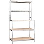 Arbeitstisch mit 5 Ebenen aus Holz und silbernem Stahlregal von vidaXL, Industrieregale - Ref: Foro24-152875, Preis: 79,29 €,...