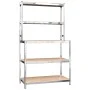 Mesa de trabajo con estantes 5 niveles madera y acero plata by vidaXL, Industrial shelving - Ref: Foro24-152875, Price: 77,11...