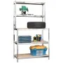 Mesa de trabajo con estantes 5 niveles madera y acero plata by vidaXL, Industrial shelving - Ref: Foro24-152875, Price: 77,11...