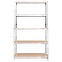 Arbeitstisch mit 5 Ebenen aus Holz und silbernem Stahlregal von vidaXL, Industrieregale - Ref: Foro24-152875, Preis: 79,29 €,...