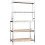 Mesa de trabajo con estantes 5 niveles madera y acero plata by vidaXL, Industrial shelving - Ref: Foro24-152875, Price: 77,11...