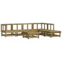 Juego de muebles jardín 7 pzas y cojines madera pino impregnada